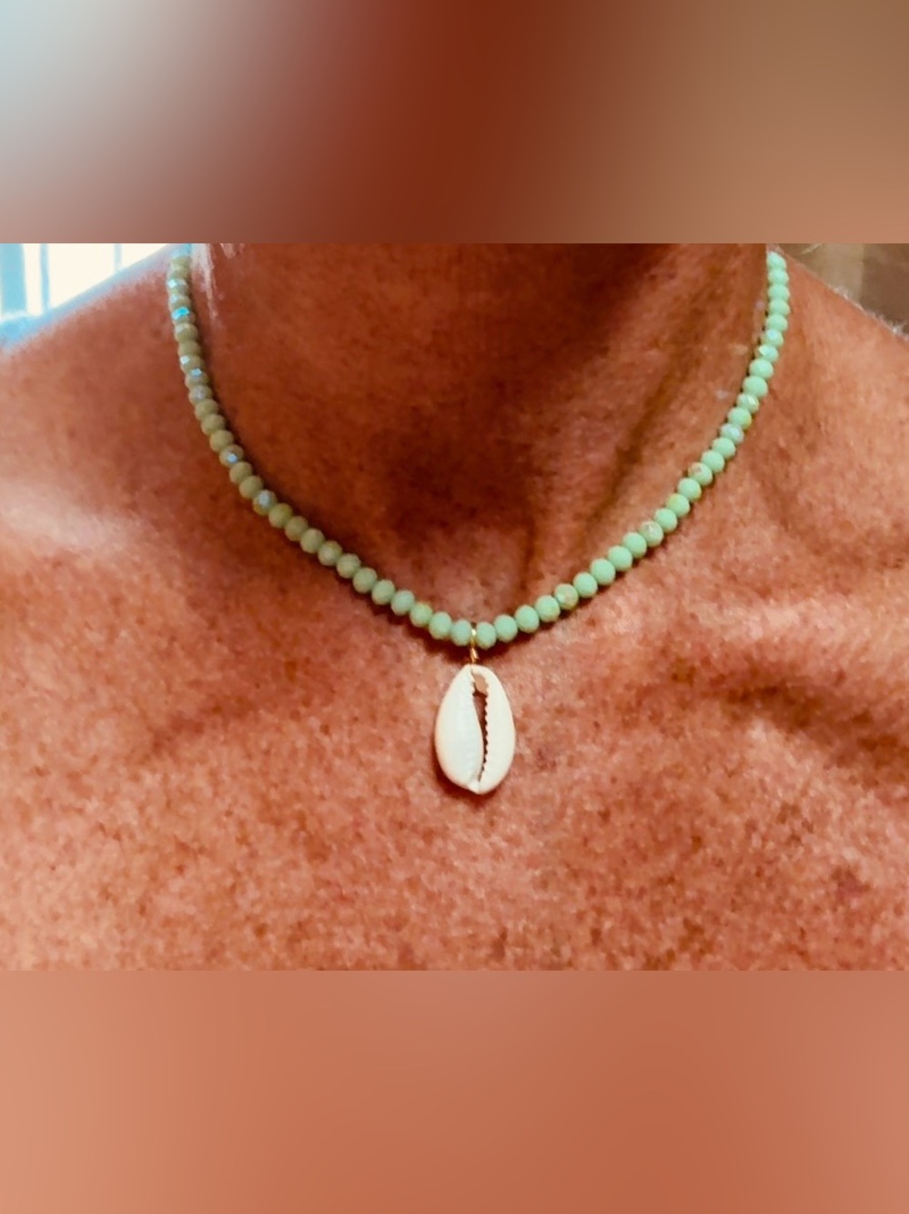 New So Cool, Mint Crystal Beaded Shell Pendant Necklace - Women Jewelry
